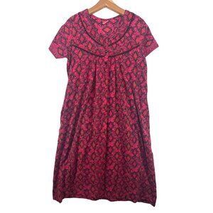 Vintage Cute Brand HouseDress Sz M Red/Black Mumu LoungeWear Comfy Mrs Roper